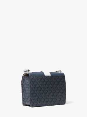 Greenwich Small Two-Tone Logo and Saffiano Leather Crossbody Bag in ADM/PLBL/OPW | Michael Kors