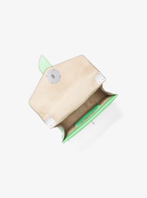 Greenwich Small Logo and Leather Crossbody Bag in PALM GREEN | Michael Kors