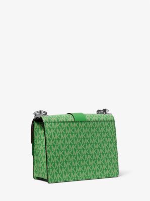Greenwich Small Logo and Leather Crossbody Bag in PALM GREEN | Michael Kors
