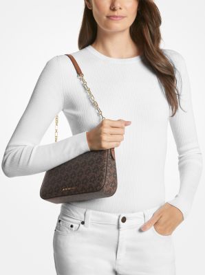CHAIN LINK POCHETTE - LEATHER TOP HANDLE BAG in brown