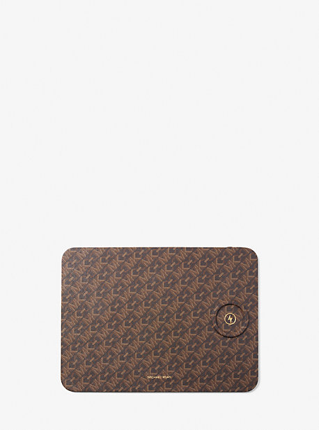 Michael Kors Empire Signature Logo Wireless Charging Mouse Pad In Brown