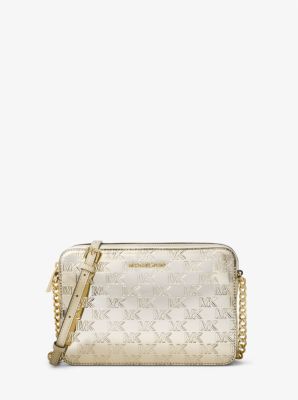 Jet Set Large Logo Embossed Patent Crossbody Bag