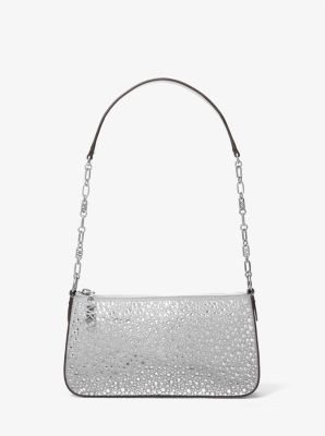 Empire Medium Embellished Suede Chain-Link Pochette