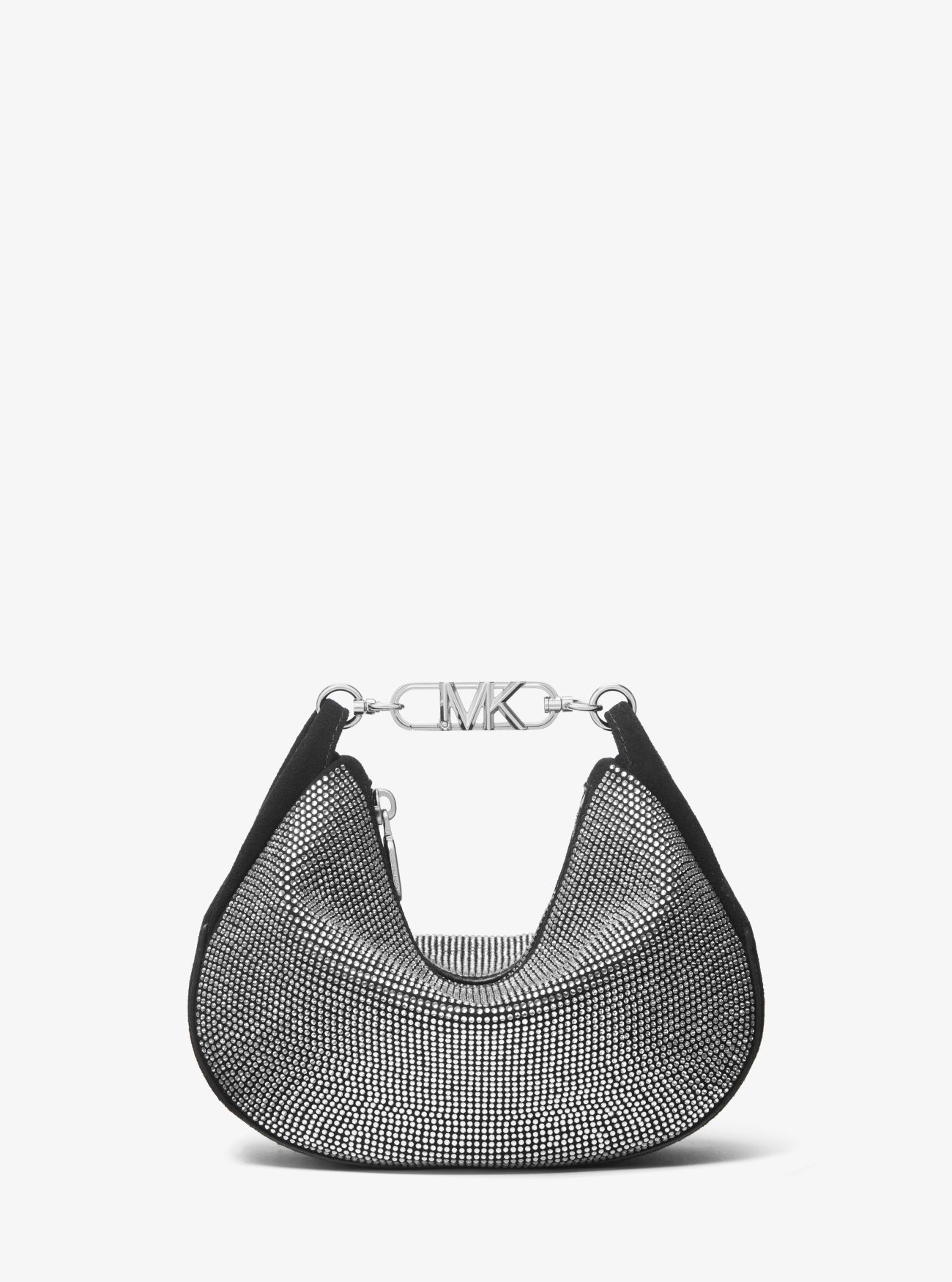 MK Kendall Small Embellished Suede Shoulder Bag - Black - Michael Kors