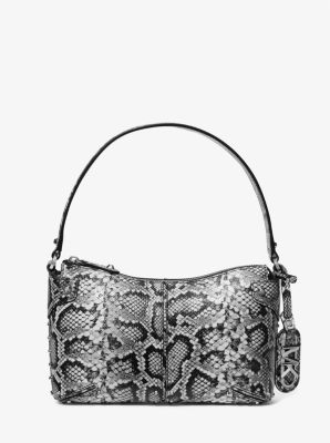 Bolso de hombro Astor grande de piel con motivo de serpiente en relieve y tachuelas