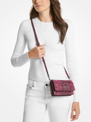 Jet Set Small Snake Embossed Leather Smartphone Crossbody Bag image number 3