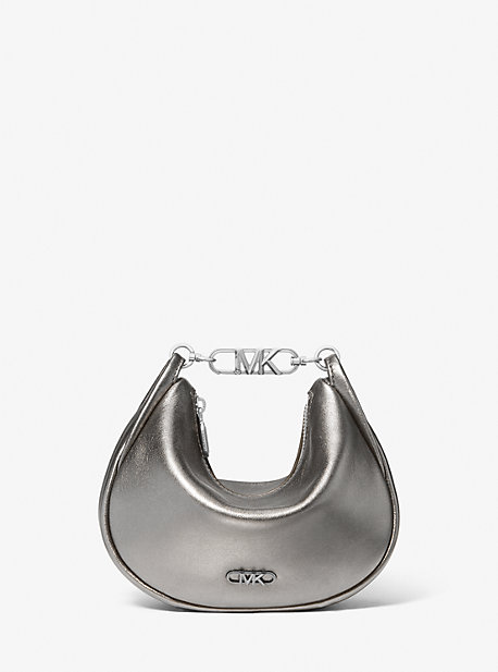 MK Kendall Small Metallic Leather Shoulder Bag - Anthracite - Michael Kors