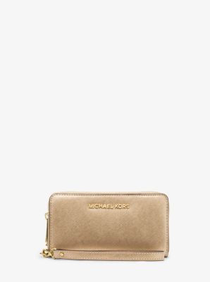 Michael kors large hot sale leather smartphone wristlet