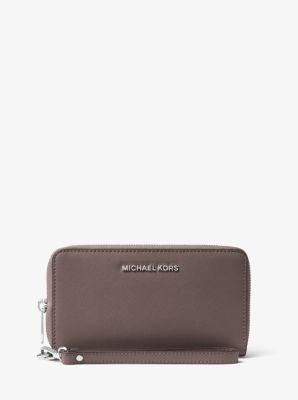 large saffiano leather smartphone wristlet