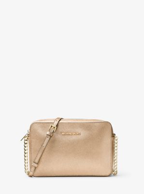 jet set travel large metallic leather crossbody