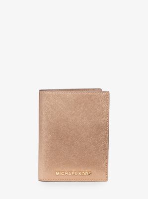 Travel Metallic Saffiano Leather Passport Wallet | Michael Kors
