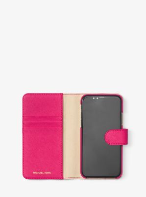 Saffiano Leather Folio Phone Case for iPhone X | Michael Kors