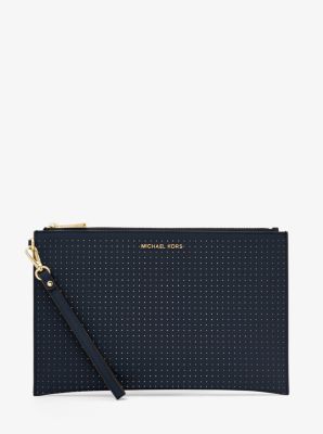 Jet Set Extra-Large Perforated Leather Clutch