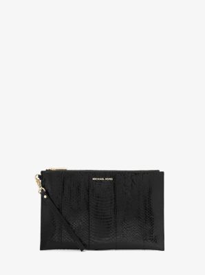 Michael kors black online snakeskin clutch