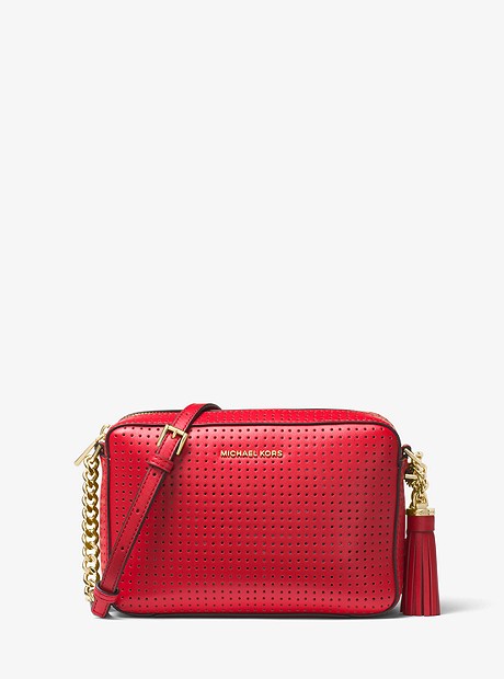 Ginny Perforated Leather Crossbody - BRIGHT RED - 32H7GGNM2I