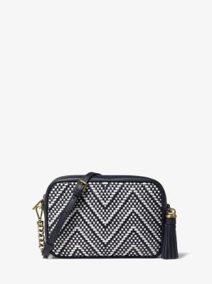 Ginny Medium Woven Leather Crossbody Michael Kors