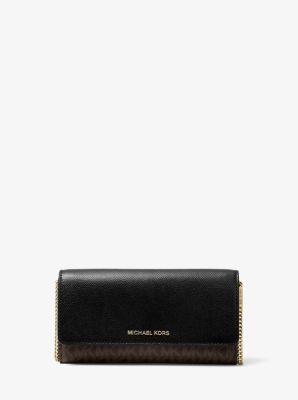 Large Logo and Leather Convertible Chain Wallet Michael Kors