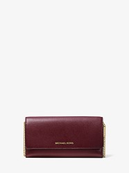 Large Two-Tone Crossgrain Leather Convertible Chain Wallet - OXBLOOD MLTI - 32H8GF5C3T
