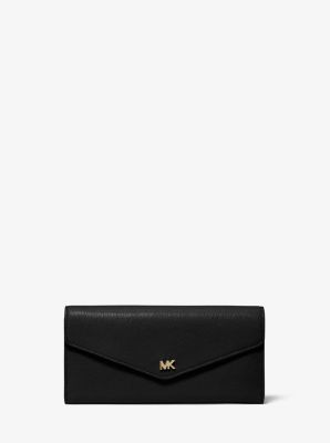 Large Leather Envelope Wallet in BLACK | Michael Kors