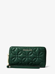 Large Quilted Leather Smartphone Wristlet - RACING GREEN - 32H8GFDE3T