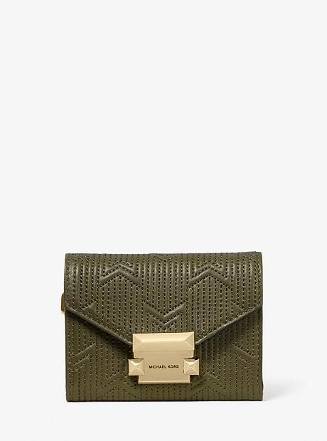 Whitney Small Deco Quilted Leather Chain Wallet - OLIVE - 32H8GWHC0T