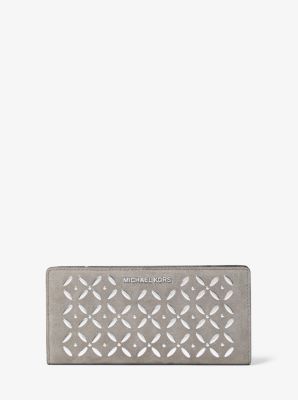 Large Embellished Suede Slim Wallet image number 2