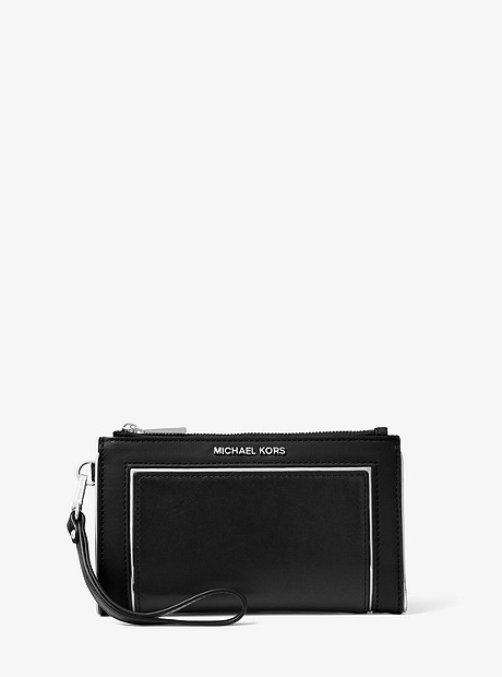 Adele Framed Leather Smartphone Wallet - BLACK/SILVER - 32H8SFDW4M