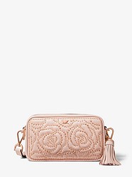 Small Rose Studded Leather Camera Bag - SOFT PINK - 32H8TF5M0O
