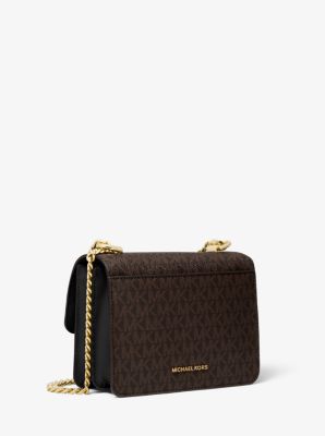 Bandolera Jade extrapequeña de piel con logotipo in MARRÓN/NEGRO | Michael Kors