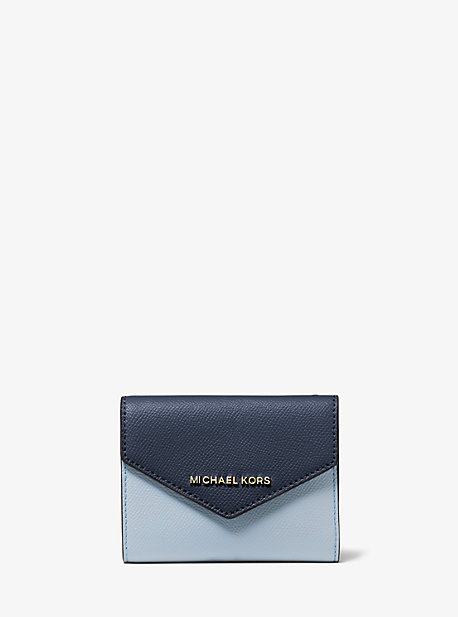 Medium Color-Block Crossgrain Leather Envelope Wallet | Michael Kors