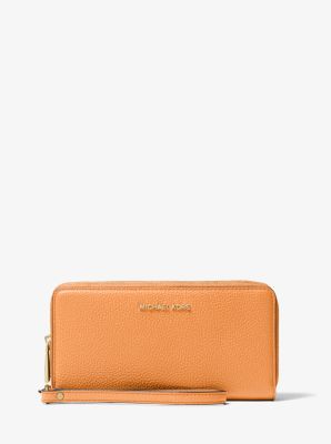 Jet Set Large Pebbled Leather Wristlet Michael Kors