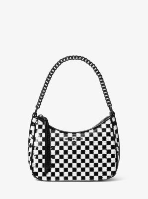 Michael kors black and white checkered hot sale purse