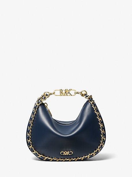 MK Kendall Small Embellished Leather Shoulder Bag - Navy - Michael Kors