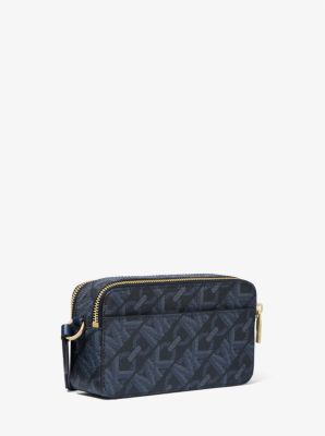 Jet Set Small Empire Signature Logo Stripe Double-Zip Camera Bag