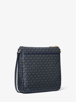 Jet Set Large Signature Logo Print Woven Crossbody Bag