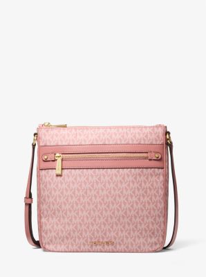 Jet Set Large Signature Logo Print Woven Crossbody Bag | Michael Kors