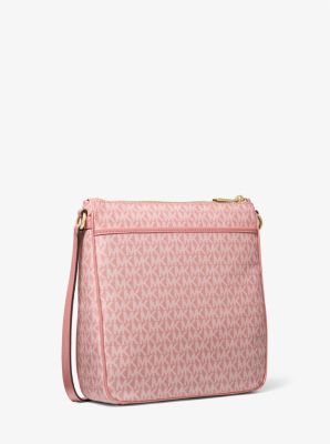 Jet Set Large Signature Logo Print Woven Crossbody Bag