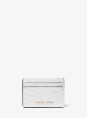 Jet Set Lizard Embossed Leather Card Case image number 0
