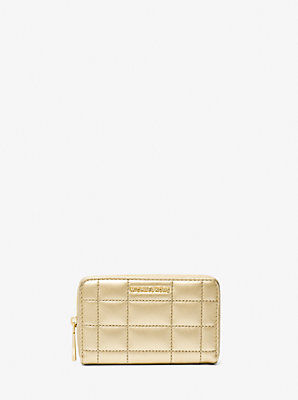 Michaelkors Small Metallic Quilted Leather Wallet,PALE GOLD