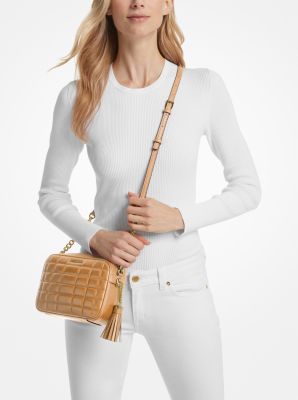 Jet Set Medium Quilted Leather Crossbody Bag in PALE PEANUT | Michael Kors