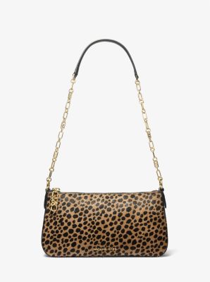 MK Empire Medium Cheetah Print Calf Hair Chain-Link Pochette - Natural - Michael Kors MICHAEL Michael Kors