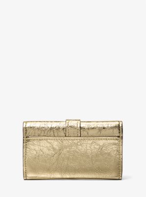 Nolita Medium Metallic Crackled Leather Tri-Fold Wallet image number 2