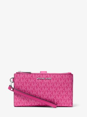 Michael Kors double zip wallet pink leather on sale