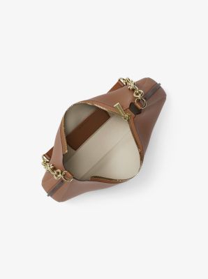 Nolita Medium Pebbled Leather Chain Pochette in LUGGAGE | Michael Kors