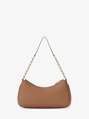 Nolita Medium Pebbled Leather Chain Pochette in LUGGAGE | Michael Kors