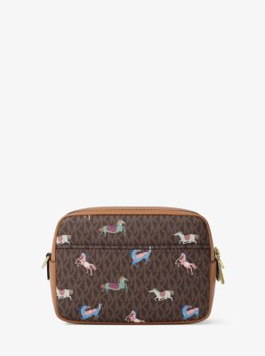 Bryant Medium Signature Logo Camera Crossbody Bag in BRN/ACORN | Michael Kors