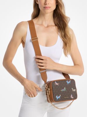 Bryant Medium Signature Logo Camera Crossbody Bag in BRN/ACORN | Michael Kors