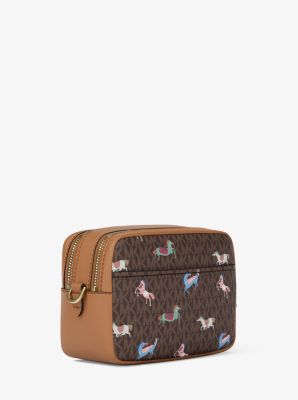 Bryant Medium Signature Logo Camera Crossbody Bag in BRN/ACORN | Michael Kors
