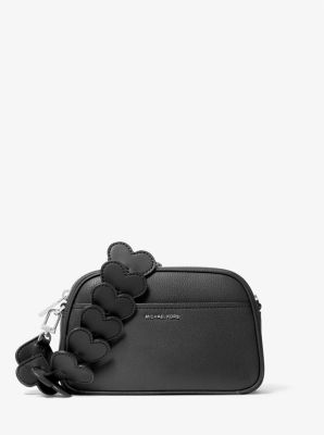 Jet Set Small Leather and Heart Embellished Strap Camera Crossbody Bag