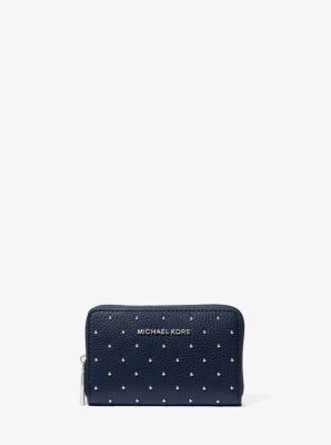 Jet Set Small Studded Pebbled Leather Wallet